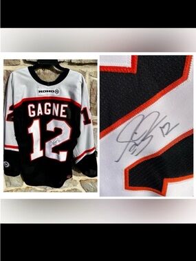 Vintage Signed Simon Gagne Philadelphia Flyers Koho Away Hockey Jersey Large